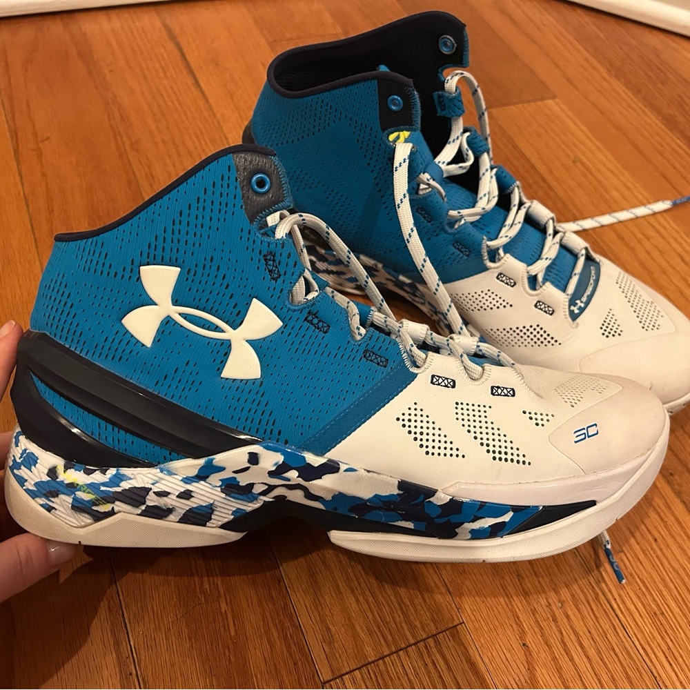 Under Armour Teal and White Steph Curry 3C High-Top Sneakers